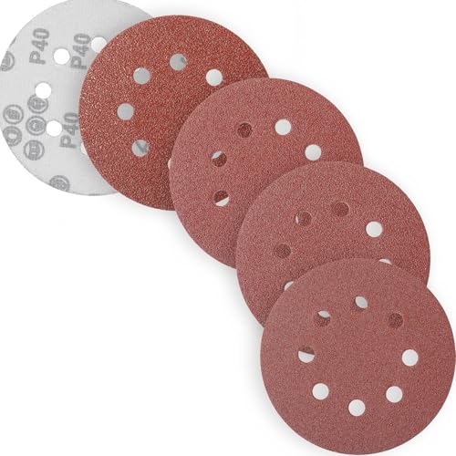 YoiYee Schleifscheiben, 125 mm, 8 Löcher, Klett-Schleifscheiben mit Multi-Körnung (P40/60/80/100), 20 Stück Aluminiumoxid-Schleifpads für Exzenterschleifer von YoiYee