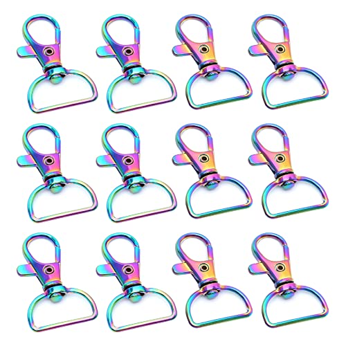 12 Stück bunte Karabinerverschlüsse, drehbare Karabinerhaken, Schlüsselanhänger-Haken mit D-Ring für Taschen, Schlüsselband-Clips, Schlüsselringe, Welpenketten 12 Stück bunte Karabinerverschlüsse, drehbare Karabinerhaken, Schlüsselanhänger-Haken mit D-Ring für Taschen, Schlüsselband-Clips, Schlüsselringe, Welpenketten von Yoicn Lth