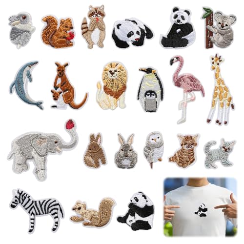 21 Stück Tier Patches zum Aufbügeln, Bügelbilder Niedliche für Kinder oder Erwachsene, Bügelflicken für Jeans, Kleidung und RucksäCke 21 Stück Tier Patches zum Aufbügeln, Bügelbilder Niedliche für Kinder oder Erwachsene, Bügelflicken für Jeans, Kleidung und RucksäCke von Yoicn Lth