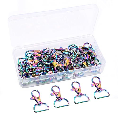 30 Stück mehrfarbige Karabinerverschlüsse, drehbarer Karabinerhaken, Schlüsselanhänger-Haken mit D-Ring für Taschen, Schlüsselband-Clips, Schlüsselanhänger, Welpenketten von Yoicn Lth