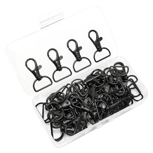 40 Stück schwarze Karabinerverschlüsse mit Drehgelenk, Karabinerhaken mit D-Ring für Taschen, Schlüsselband-Clips, Schlüsselanhänger, Welpenketten (schwarz) von Yoicn Lth