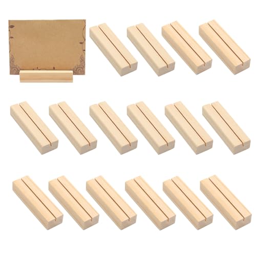 Yoicn Lth 16 Stück Kartenhalter Holz, Tischkartenhalter 10 cm, Kartenständer für A5 A6 Menükarten, Fotos und Platzkarten, Holzaufsteller für Hochzeit, Restaurant und Büro von Yoicn Lth