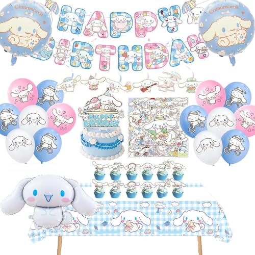 105 Stück Dekoration Geburtstag Cinnamoroll Kinder, Geburtstagsdeko, Party Supplies, Banner, Cartoon-Luftballons, hängende Wirbel, Kuchendekoration, Aufkleber, Tischdecke, Band 105 Stück Dekoration Geburtstag Cinnamoroll Kinder, Geburtstagsdeko, Party Supplies, Banner, Cartoon-Luftballons, hängende Wirbel, Kuchendekoration, Aufkleber, Tischdecke, Band von Yoimckay