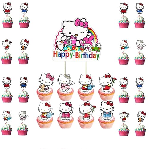 25 Stücke Cartoon Anime Geburtstag Cupcake Toppers Set, Cupcake Toppers Dekoration, Cake Geburtstag Deko Geburtstag für Mädchen Jungen Kinder für Geburtstagsfeiern Geeignet von Yoimckay