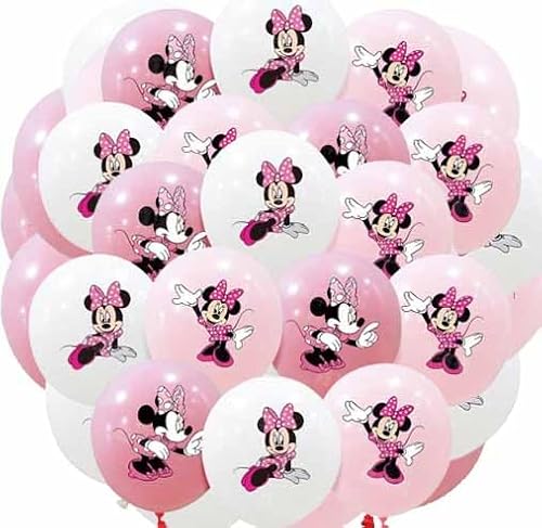30 Stück Cute Cartoon Luftballons für Mädchen,Weiß Rosa Latex Ballon Geburtstagsfeier Set,Animal Anime Ballon Dekoration Karikatur Ballon,Kinder Ballons Themen Party Geburtstags Luftballon Schmücken von Yoimckay