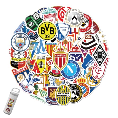 50 Stück Fußball Club Sticker Set, Logo der Fußball-Aufkleber,Fußball Team Logo ,Wasserdichte Vinyl Aufkleber, Fußball Match Decals für Wasserflaschen, Gepäck, für Kinder Jugendliche Erwachsene 50 Stück Fußball Club Sticker Set, Logo der Fußball-Aufkleber,Fußball Team Logo ,Wasserdichte Vinyl Aufkleber, Fußball Match Decals für Wasserflaschen, Gepäck, für Kinder Jugendliche Erwachsene von Yoimckay