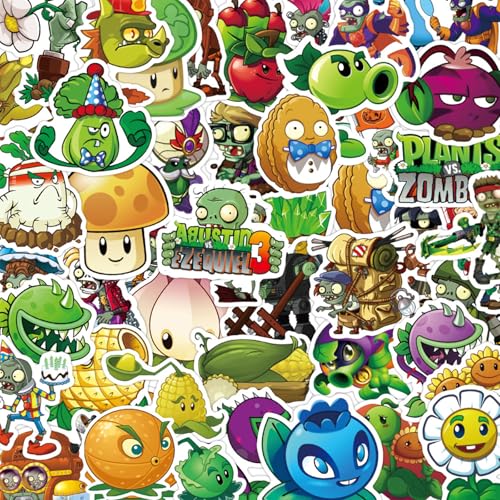 50 Stück Pflanzen vs. Zombies-Aufkleber, Cartoon-Spiele-Aufkleber für Koffer, Skateboard, Laptop, Wasserflaschen, Auto, Jungen und Mädchen, wasserfester Aufkleber (grün) von Yoimckay