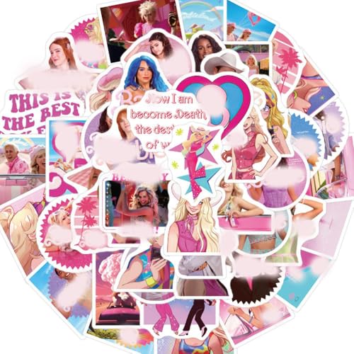 50PCS Rosa Prinzessin Aufkleber, Anime Cartoon Stickers, Niedliche Vinyl Wasserfest Aufkleber für Gepäck, Sammelalbum, Becher, Fahrrad, Wasserflasche, Kawaii Aesthetic Sticker für Mädchen, Kinder von Yoimckay