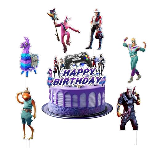 7 Stück Kuchendekoration für Geburtstag, Spielthema, fröhliche Cartoon-Cupcake-Dekoration, Topper, Kuchen, Videospiel-Dekoration, DIY, für Geburtstagsfeiern für Jungen und Mädchen von Yoimckay