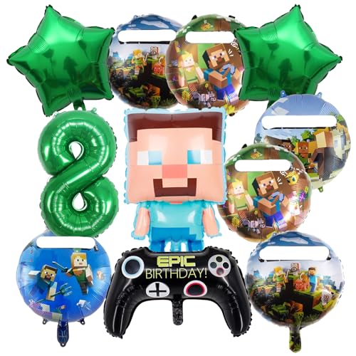 Geburtstagsdekoration, Pixel, Luftballons, für Kinder ab 8 Jahren, Set aus Luftballons, aus Aluminium, für Videospiel, Cartoon, Dekoration für Jungen von Yoimckay
