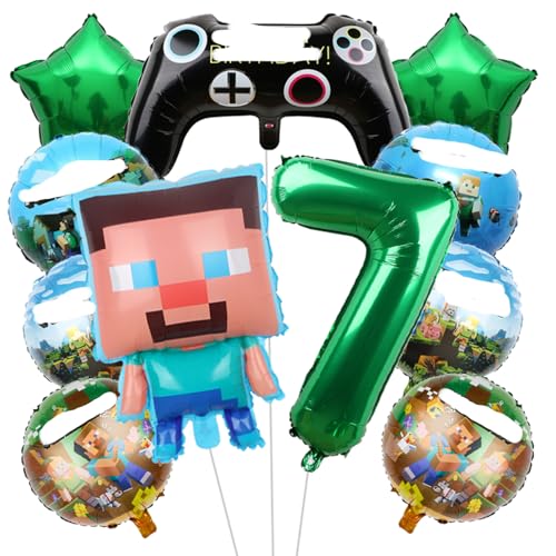 Yoimckay 11 Stück Geburtstagsdekoration, Pixel-Ballon, Folienballon, Cartoon-Dekoration, Ballon, Geburtstag, Luftballons, Thema Luftballons, Dekoration für Geburtstagsfeiern für Kinder von Yoimckay