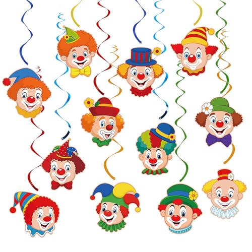 Yoimckay 12 Stück Spiralgirlanden mit Clown-Muster, Spiralen, Luftschlangen, zum Aufhängen, für Karneval, Karneval, Mottopartys von Yoimckay