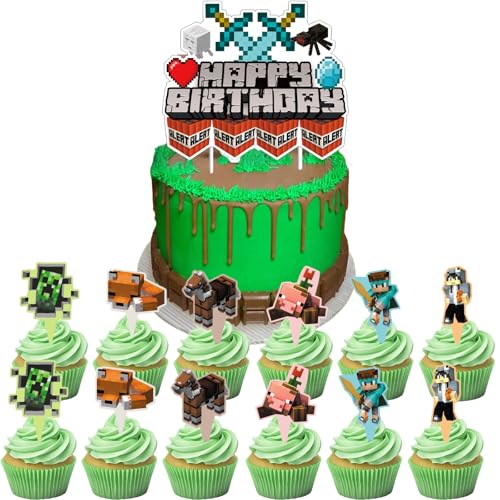 Yoimckay 13 Cartoon kindergeburtstag deko, Pixel tortenaufleger geburtstagsdeko, kindergeburtstag deko, happy birthday tortendeko für Kinder geburtstag, cake topper Spiel Thema für Jungen und Mädchen Yoimckay 13 Cartoon kindergeburtstag deko, Pixel tortenaufleger geburtstagsdeko, kindergeburtstag deko, happy birthday tortendeko für Kinder geburtstag, cake topper Spiel Thema für Jungen und Mädchen von Yoimckay