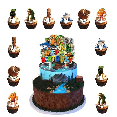 Yoimckay 13 Stück Tortendeko Italien Brainrot, Tung Tung Tung Sahur Tortenaufleger Geburtstag, Lustig Brainrot Figuren Cake Topper für Geburtstagsdeko, Party Kuchen Dekoration Supplies für Kinder von Yoimckay