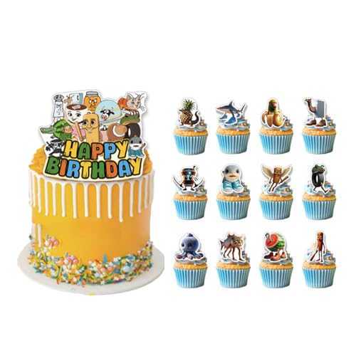 Yoimckay 13 Stück Tortendeko Italien Brainrot, Tung Tung Tung Sahur Tortenaufleger Geburtstag Deko, Lustig Brainrot Figuren Cake Topper für Geburtstagsdeko, Party Kuchen Dekoration Supplies für Kinder von Yoimckay