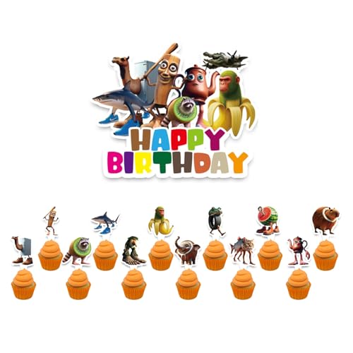 Yoimckay 13 Stück Tortendeko Italien Brainrot für Kinder, Tung Tung Tung Sahur Tortenaufleger Geburtstag Deko, Lustig Brainrot Figuren Cake Topper für Geburtstagsdeko, Party Kuchen Dekoration Supplies von Yoimckay