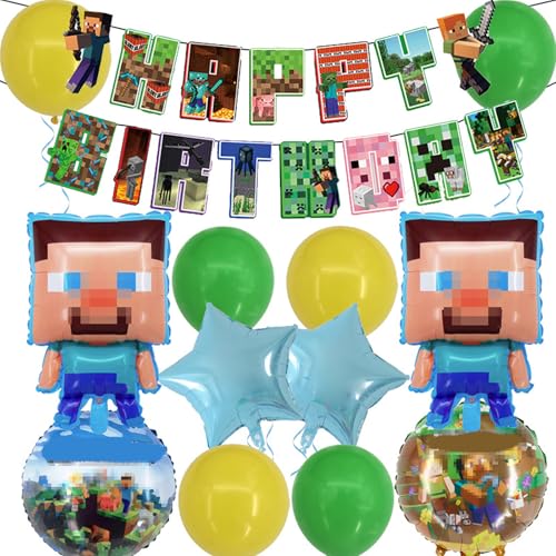 Yoimckay 13-teiliges Set Geburtstagsdekoration, Pixel-Ballon, Folienballon, Cartoon-Motiv, Luftballons, Cartoon-Dekoration, Ballon, Dekoration für Kindergeburtstage Yoimckay 13-teiliges Set Geburtstagsdekoration, Pixel-Ballon, Folienballon, Cartoon-Motiv, Luftballons, Cartoon-Dekoration, Ballon, Dekoration für Kindergeburtstage von Yoimckay