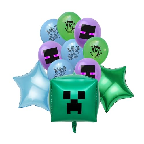 Yoimckay 15 Stück Geburtstagsdekoration, Pixel-Luftballons, Partyballons für Videospiele, Latex-Ballon, für Kindergeburtstage und Spielpartys von Yoimckay