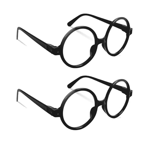 Yoimckay 2 Stück runde Zaubererbrille ohne Linse, Halloween, schwarze runde Brille aus Kunststoff, Zubehör für Zaubererkostüme für Kinder Erwachsene, Brille für Partys, Geburtstag, Halloween, Karneval Yoimckay 2 Stück runde Zaubererbrille ohne Linse, Halloween, schwarze runde Brille aus Kunststoff, Zubehör für Zaubererkostüme für Kinder Erwachsene, Brille für Partys, Geburtstag, Halloween, Karneval von Yoimckay