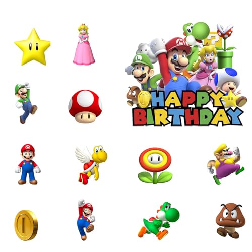 Yoimckay 25-teiliges Set mit Cartoon-Dekoration, Kuchen, Geburtstag, Kinder, Topper, Kuchen, Happy Birthday und Cupcake, Topper, Marioo, Kuchen, Themed Cute, Party, Dekoration, Geburtstag, Mädchen von Yoimckay