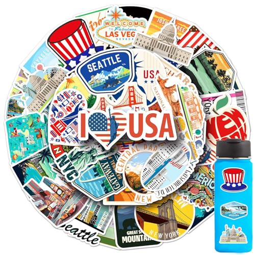 Yoimckay 50 Stück USA Reiseaufkleber, ästhetische Aufkleber, wasserdicht, Aufkleber für Reisen, Landschaftsgestaltung, für Auto, Laptop, Skateboard, Fahrrad, Mopeds Yoimckay 50 Stück USA Reiseaufkleber, ästhetische Aufkleber, wasserdicht, Aufkleber für Reisen, Landschaftsgestaltung, für Auto, Laptop, Skateboard, Fahrrad, Mopeds von Yoimckay