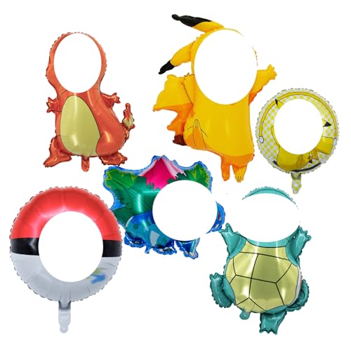 Yoimckay Kinder Geburtstagsdeko, 6 Stück Cartoon Anime Ballons, Kawaii Folienballon, Geburtstag Luftballons, Kindergeburtstag Party Dekoration, Thema Party Dekorationen für Kinder Jungen Mädchen von Yoimckay