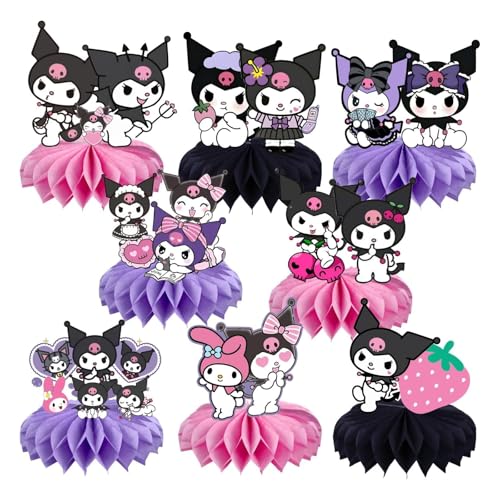 Yoimckay Kuro-mii Geburtstagsfeierzubehör für Kuro-mii, Happy Birthday Decoration, Tischdekoration mit Wabenmuster, Kuro-mii, Tischdekoration, 3D-Thema, Schwarz, Violett Yoimckay Kuro-mii Geburtstagsfeierzubehör für Kuro-mii, Happy Birthday Decoration, Tischdekoration mit Wabenmuster, Kuro-mii, Tischdekoration, 3D-Thema, Schwarz, Violett von Yoimckay