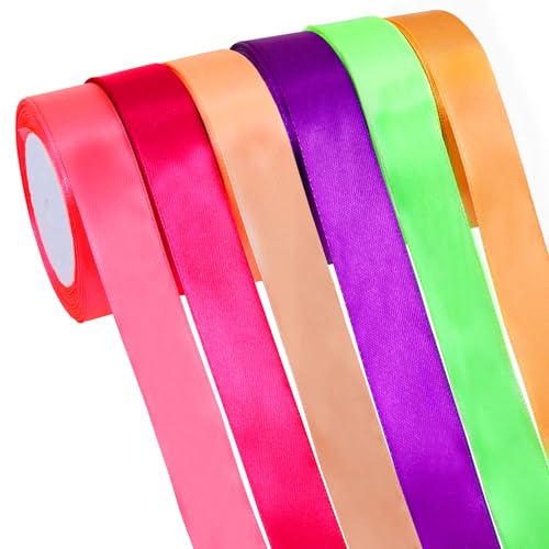 Yoirzit Satinband,132M x 20mm Schleifenband, Geschenkband Hochzeit, Geschenkband Breit für Kuchen Geschenkverpackung, Hochzeit, Weihnachten, Taufe, Deko - 6 Farben von Yoirzit