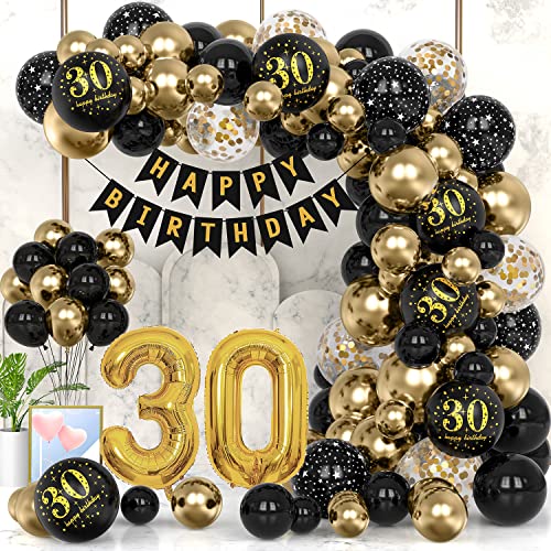 30 Geburtstag Deko Luftballon 30.Geburtstag Junge Mädchen 30 Jahre Geburtstagdeko Schwarz Gold Ballon Happy Birthday Girlande Deko 30. Geburtstag Konfetti Luftballons Birthday party Dekoration(30) von Yokald