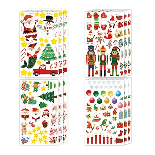 Yokawe 4-teiliges Set mit Weihnachtsaufklebern, Weihnachtstüten, Süßigkeitentüten, Kinder-Graffiti-Aufklebern, geeignet für Kühlschrank, Skateboard, Gitarre, Notebook, Gepäck Mehrfarbig Einheitsgrö von Yokawe
