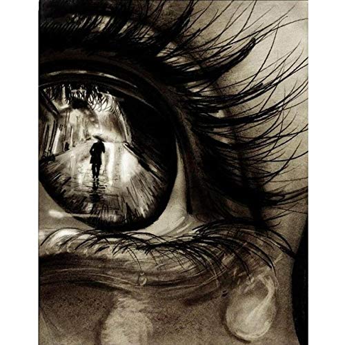 Diamond Painting fantasy art 5d quadrat/runde diy diamant stickerei schwarz weiß auge reißen voll mosaik muster diamant malerei kit diamant bild-platz bohrer, 50x70cm von Mcties