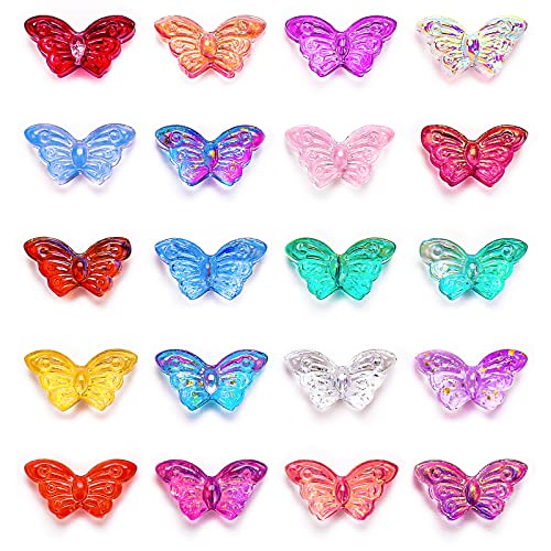 100 Stück Schmetterlingsperlen für die Schmuckherstellung Schmetterling Anhänger Kristallperlen Zwischenperlen Schmetterlingsperlen für Ohrringe Armbänder Halskette Schmuck DIY Handwerksherstellung von Yolev