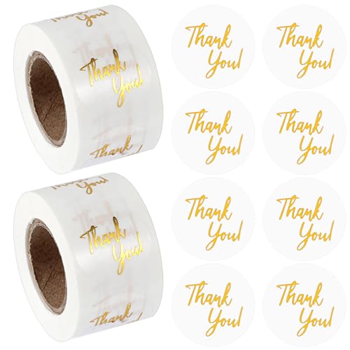 1000 Stück Dankeschön Aufkleber, Transparent Runde Sticker,Thank You Sticker,Selbstklebende Goldene Danke Etiketten für Hochzeit Geburtstag Babyparty Umschlagverschlüsse (2 Rollen) von Yolev