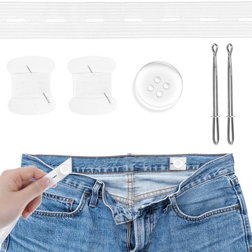 12 Stück Hosen Enger Machen Hosenversteller Verstellbare Elastischer Hosenbund Machen Clip Gummiband Nähen für Damen Herren Kinder Hosenknöpfe zum Enger von Yolev