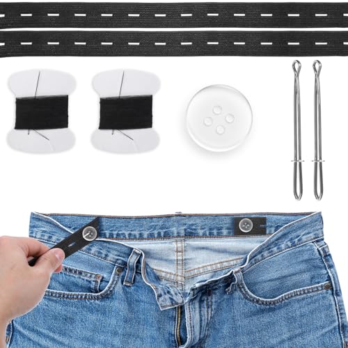 12 Stück Hosen Enger Machen Hosenversteller Verstellbare Elastischer Hosenbund Hose Enger Machen Clip Gummiband Nähen für Damen Herren Kinder Hosenknöpfe zum Enger Machen von Yolev