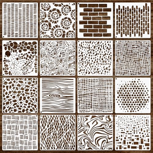 16 Stück Kunststoff Schablonen Set Wandgestaltung Schablonen Geometrische Malschablonen Wiederverwendbar Malerei für Boden Möbel Deko DIY Scrapbooking Handwerk 16 Stück Kunststoff Schablonen Set Wandgestaltung Schablonen Geometrische Malschablonen Wiederverwendbar Malerei für Boden Möbel Deko DIY Scrapbooking Handwerk von Yolev