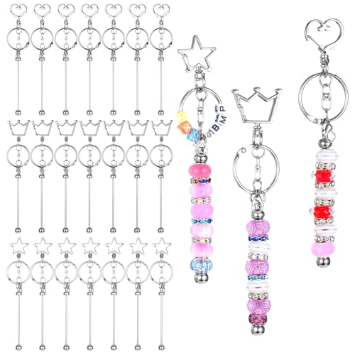21-teiliges Perlen-Schlüsselanhänger-Set, blanko, silberfarbene Metallperlen, Schlüsselanhänger-Set für Bastelarbeiten, Schlüsselanhänger, DIY-Schmuckherstellung, Großriegel, Perlen, Geldbörse 21-teiliges Perlen-Schlüsselanhänger-Set, blanko, silberfarbene Metallperlen, Schlüsselanhänger-Set für Bastelarbeiten, Schlüsselanhänger, DIY-Schmuckherstellung, Großriegel, Perlen, Geldbörse von Yolev