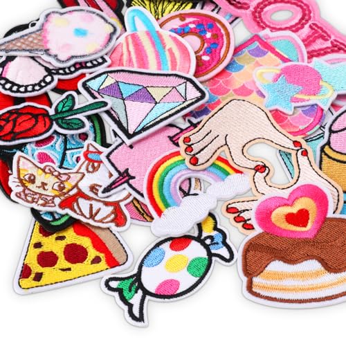 30 Stück Patches zum Aufbügeln Aufnäher zum Aufbügeln Zufällig Flicken Kinder Bügelbilder Aufnähen für Jacken Jeans Hosen Rucksäcke Kleidung von Yolev