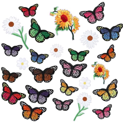 35-teiliges besticktes Flicken-Set mit Schmetterlingsmotiv, zum Aufbügeln, niedliche Sonnenblumen, für Kleidung, Jeans, Taschen, Kleider, Hüte, Rucksäcke, DIY-Zubehör 35-teiliges besticktes Flicken-Set mit Schmetterlingsmotiv, zum Aufbügeln, niedliche Sonnenblumen, für Kleidung, Jeans, Taschen, Kleider, Hüte, Rucksäcke, DIY-Zubehör von Yolev