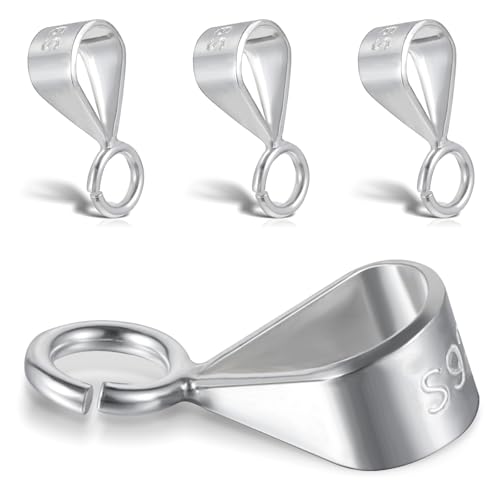 4 Stück 925 Sterling Silber Schiebe Anhängerverschluss Kettenverschluss für Schmuck Anhänger Ösen Halskette Anhängerschlaufe Ösenverbinder mit offener Schlaufe von Yolev