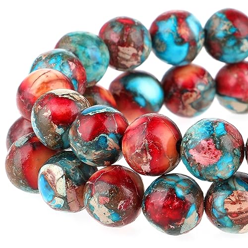 45-47 Stück Naturstein Perlen 8 mm Lila Blaue Jaspis Edelstein Perlen Königliche Meeressediment Natürliche Perler Beads Bunte Runde Steinperlen für die Schmuckherstellung Beads for Jewellery Making von Yolev