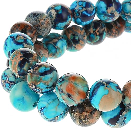 45-47 Stück Naturstein Perlen 8 mm Lila Blaue Jaspis Edelstein Perlen Königliche Meeressediment Natürliche Perler Beads Bunte Runde Steinperlen für die Schmuckherstellung Beads for Jewellery Making von Yolev