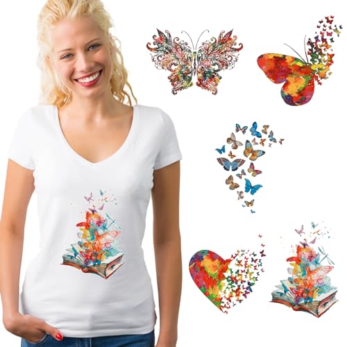 5 Stück Bügelbilder Schmetterling Aufbügelbilder Farbige Bügelflicken Waschbare DIY Aufbügel Aufkleber für T-Shirts Jeans Rucksäcke Kleidung Hüte DIY von Yolev