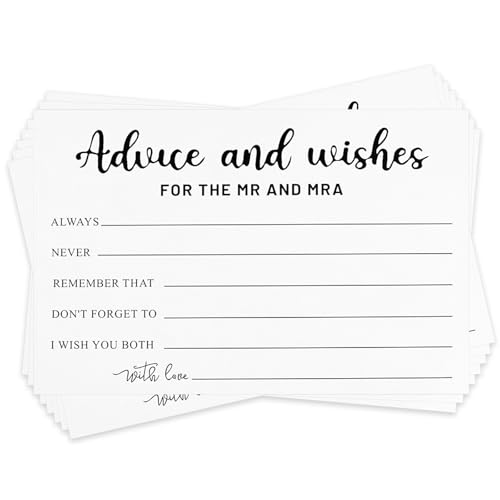 50 Stück Ratschläge und Wünsche für den Herr und Frau 14,7 x 9,7 cm, Hochzeitsratschläge für Brautparty, Spiele, leere Ratschläge für Braut und Bräutigam, für neue Paare, Empfang, Brautparty, Hochzeit von Yolev