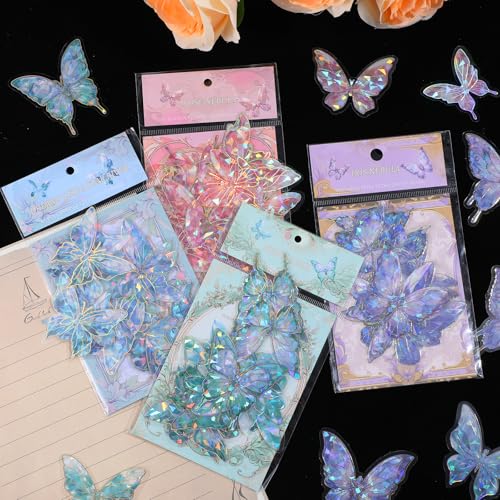 80 Stück Glitzer Schmetterling Sticker Set Schmetterlings Aufkleber Holografische Wasserfeste Klebstoff Aufkleber Scrapbooking Sticker Für Sammelalbum Handyhülle 80 Stück Glitzer Schmetterling Sticker Set Schmetterlings Aufkleber Holografische Wasserfeste Klebstoff Aufkleber Scrapbooking Sticker Für Sammelalbum Handyhülle von Yolev