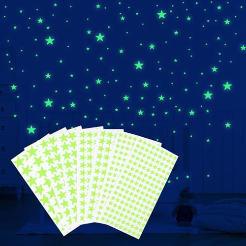 812 Stück Leuchtsterne Wandsticker Kinderzimmer Leuchtende Selbstklebend Stern Aufkleber Sternenhimmel Aufkleber Leuchtsticker Wandtattoo Leuchtsterne für Schlafzimmer Kinderzimmer Wohnzimmer von Yolev