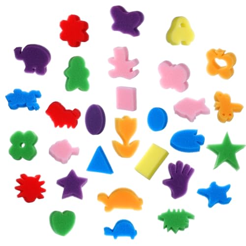 Farbschwämme für Kinder, bunte Schwämme, Malformen, Kleinkinder, Bastelschwamm mit verschiedenen Mustern, Schwämme zum Malen früher Lernen, Basteln, 30 Stück Farbschwämme für Kinder, bunte Schwämme, Malformen, Kleinkinder, Bastelschwamm mit verschiedenen Mustern, Schwämme zum Malen früher Lernen, Basteln, 30 Stück von Yolev