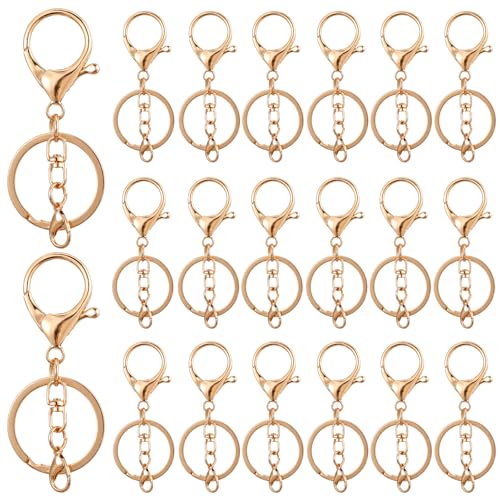 20 Stück Schlüsselanhänger Basteln Set Schlüsselanhänger Ring，Schlüsselring mit Kette, Schlüsselringe 25mm für Schlüssel DIY Schmuckherstellung, Golden von Yolev