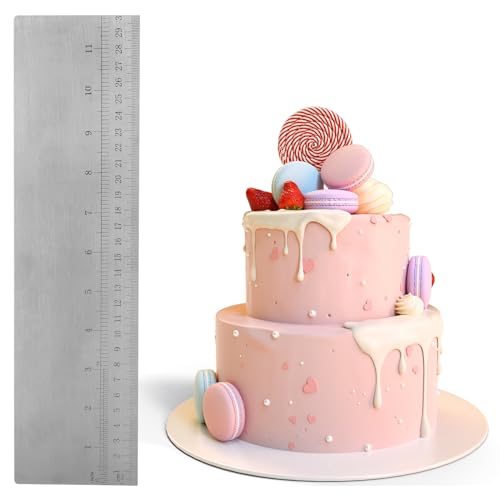Kuchenschaber Edelstahl mit Skala Tortenspachtel Kuchen Glatter Silber 30×8cm Teigschneider für Gebäck Kuchen Zuckerguss Buttercreme Mousse DIY Backen Werkzeug von Yolev