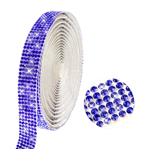 Selbstklebendes Strassband 2.7M Glänzendes Strass Dekorband 12mm Selbstklebender Diamantband Aufkleber für Bastelarbeiten Telefon Auto Dekoration DIY(Blau) von Yolev